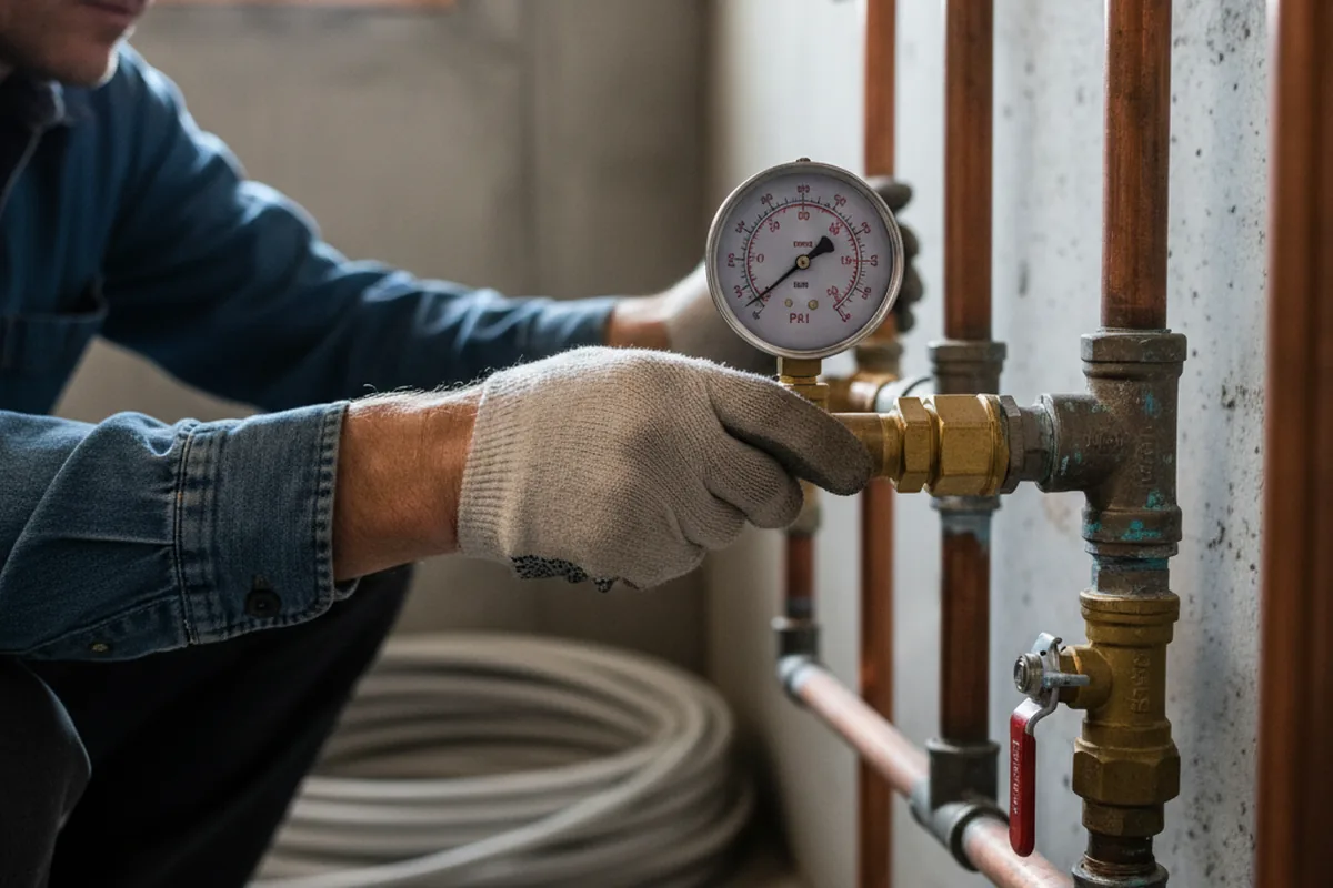 Pressure testing a repaired line during Water Line Repair in Moses Lake